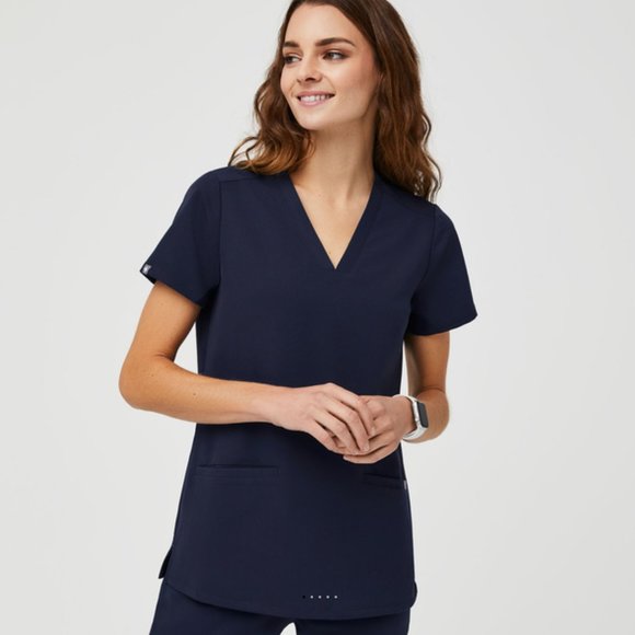 Figs Navy Casma Three-Pocket Scrub Top Size Small - Picture 1 of 5